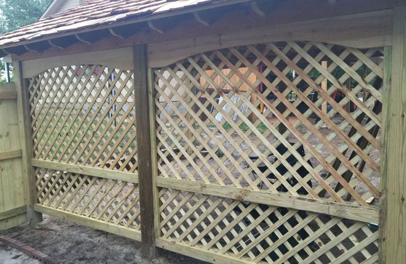 Lattice Roof Panels Under Open Frames
