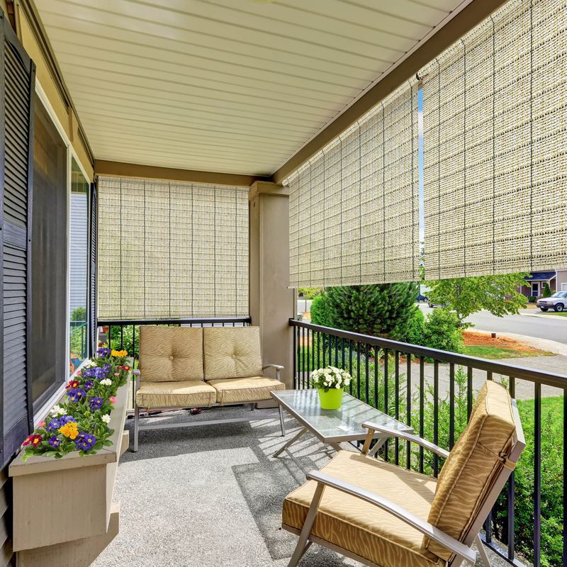 Bamboo Roll-Up Shades on Porch Edges