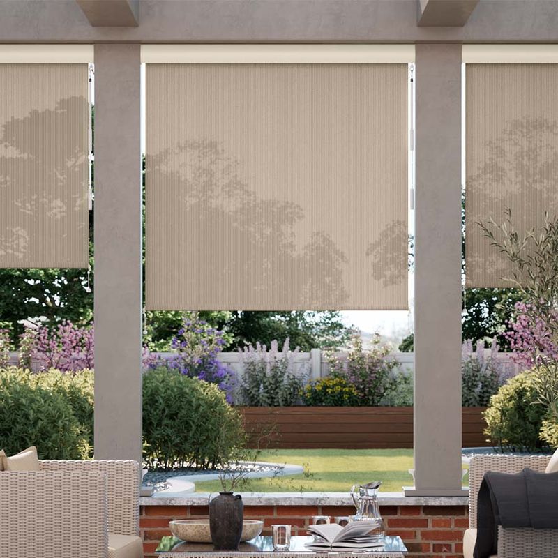 Outdoor Roller Shades Between Patio Posts
